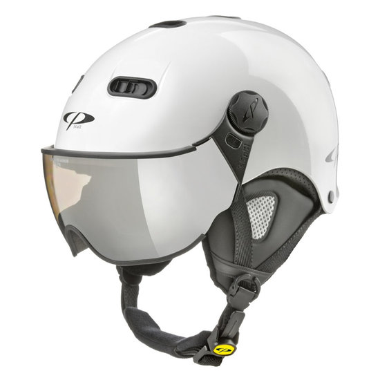 CP Carachillo XS skihelm wit weiss glimmend - kinder skihelm met spiegel vizier - dames skihelm met vizier - kinder ski